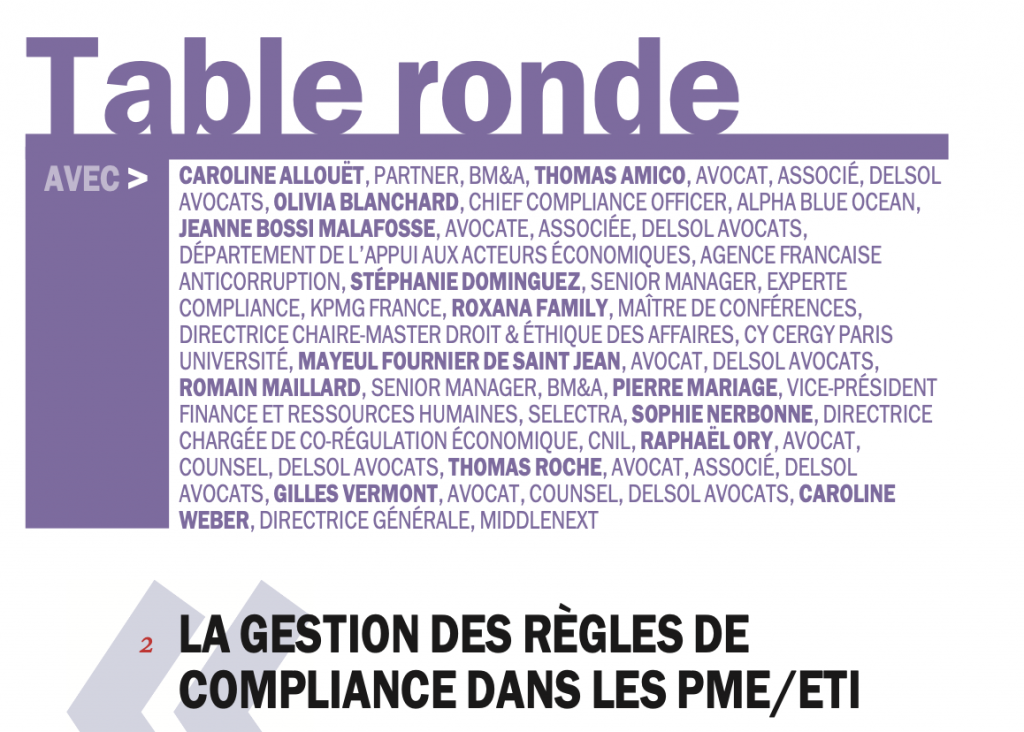 Table ronde – La gestion des règles de Compliance dans les PME/ETI